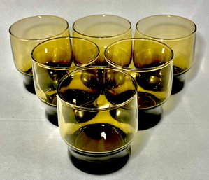 6 Vintage Smokey Brown Rocks Glasses