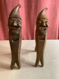 Vintage Gnome Hand Carved Wooden Nutcrackers