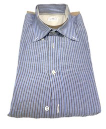 Brunello Cucinelli Blue Striped Dress Shirt- XL