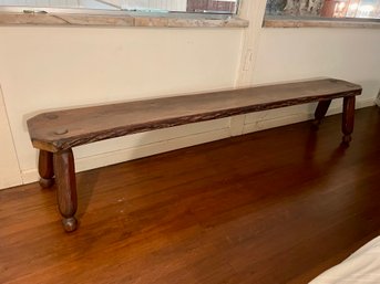 Seven Foot Long Vintage Wood Slab Bench