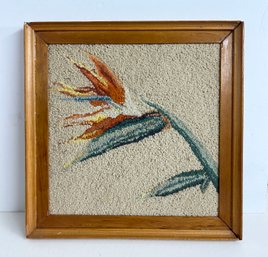 Wool Hand Hooked Bird Of Paradise Artwork Circa 1970