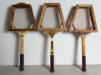 Set Of 3 Wooden Vintage Tennis Rackets