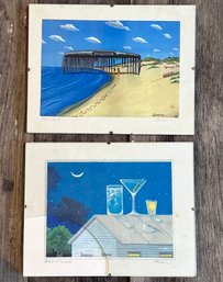 A Pair Of Vintage Fire Island And Key West Lithographs, Pencil Signed By Ferron Bell (American, 1943-2013)