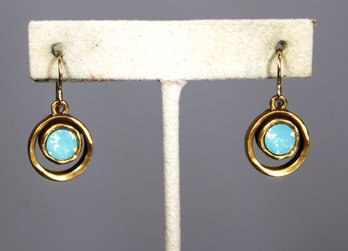 Patricia Locke Gold Tone Earrings Opalescent Stones