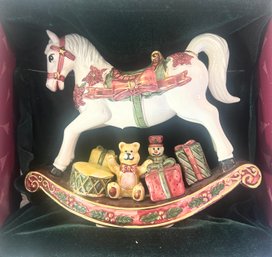Christmas Ceramic Rocking Horse Decoration In Box