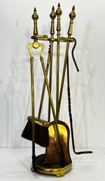 A Set Of Antique Brass Fireplace Tools