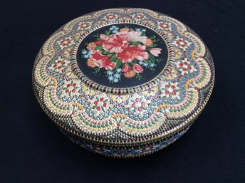 FLORAL DECORATED TIN MADE IN HOLLAND