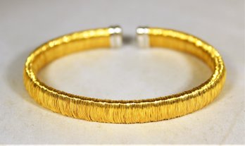 Fancy Italian Gold Over Sterling Silver Wire Wrapped Cuff Bracelet