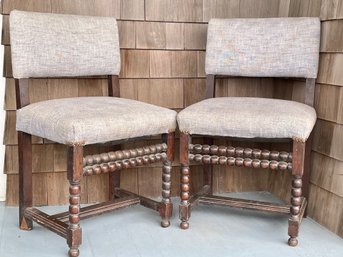 Pair Of Newly Upholstered Jacobean Side Chairs