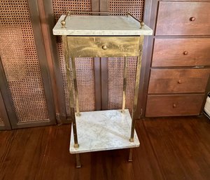 1940s Brass & Carrera Marble Side Table
