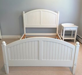 Ethan Allen - Painted White Bead Board Bow Top Bed With Matching Nightstand