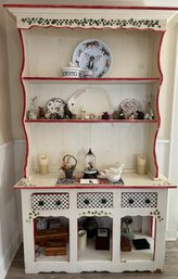 VTG Painted & Stenciled Kitchen Hutch 82' H X 49.5' W X 19' Depth Display Items NFS ( READ DESCRIPTION)