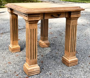 A Vintage Carved Wood Side Table - Fluted Column Base