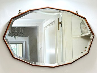 A Beautiful Geometric Victorian Oak Beveled Mirror