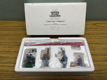 Dept 56. The Heritage Village Collection. Town Tree Trimmers. Set Of 4 Handpainted Porcelain Accessories.
