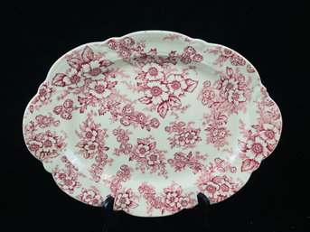 Vintage Taylor Smith Pink Rasberry Chintz Transferware Ironstone Platter