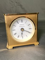 Tiffany & Co Portfolio Brushed Gold Tone Deck Clock 3.25x3'