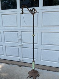 Antique Cast Iron And Jedite , Victorian Floor Lamp.