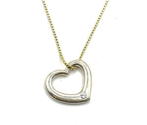 Danecraft Italian Sterling Silver Vermeil Chain With Sterling Silver Heart Pendant