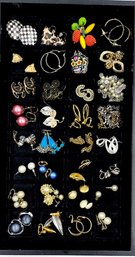 Tray Lot Of 33 Pairs Of Earrings