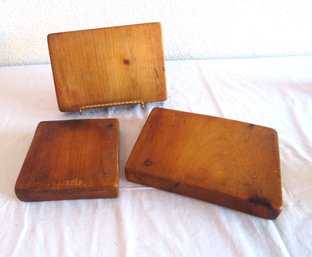 Trio Of Solid Thick Wood Blocks Cutting Boards