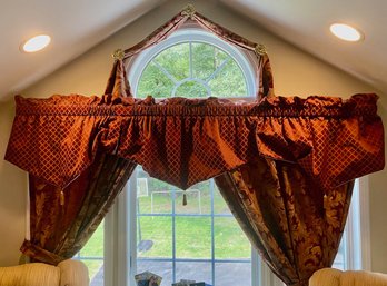 Burgundy Drapery Panels And Valences (ensuite To King Bedding)