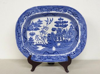 Mid-19th Century Blue Willow Pattern Transferware Platter