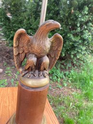 Wood And Brass Heavy Lamp With Eagle