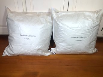 Two Fantastic Brand New CALVIN KLEIN HOME Pillows - $119 Each - The Khaki Collection - PURE COTTON COVER !