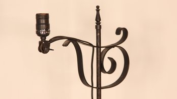 ANTIQUE WROUGHT IRON VINTAGE ADJUSTABLE BRIDGE FLOOR LAMP  A