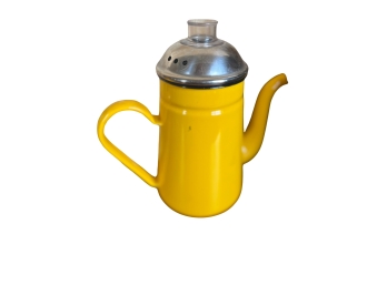 Adorable Vintage Yellow Enamel Coffee Percolator