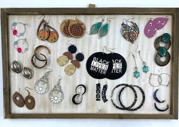 Assorted Grouping Of 19 Pairs Of Oversized Earrings Incl. Black Lives Matter