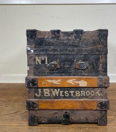 Antique - No.1 Westbrook Steamer Trunk With Wooden Staves