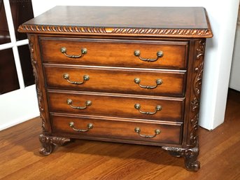 Beautiful Carved Burl Two Drawer Chest OR File Cabinet - Could Be Either - Really Amazing Condition Piece !