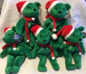 (5) 1998 Salvino's Bamm Beano's Christmas MLB Beanie Babies - L