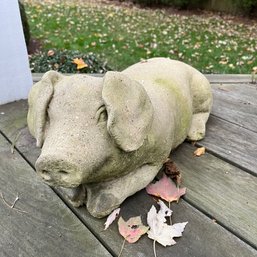 A Cast Concrete Ornamental Garden Pig - 'terrific'