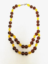 Gorgeous Vintage Amber & Citrine Glass Bead Necklace