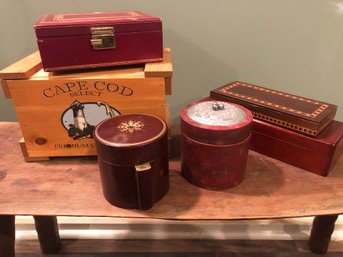 6 Vintage Storage Pieces, Includes Brasil Box, 1903