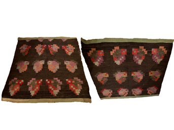Pair Of Antique Geometric Pattern Wool Kilim Rugs
