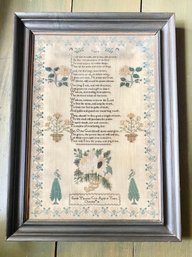 Early 19th Century American Needlework Sampler,  - Appraisal Attached