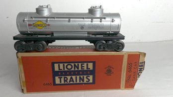 Lionel #6465 O Gauge Sunoco 2 Dome Tank Car With Original Box