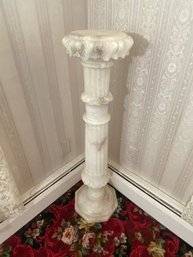 Vintage Pedestal In White Marble