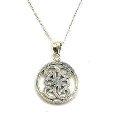 Vintage Italian Sterling Silver Chain With Sterling Silver Ornate Pendant