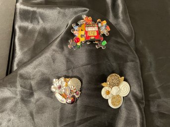 Lot Of 3 Unique Brooches