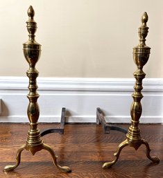 Pair Brass Fireplace Andirons