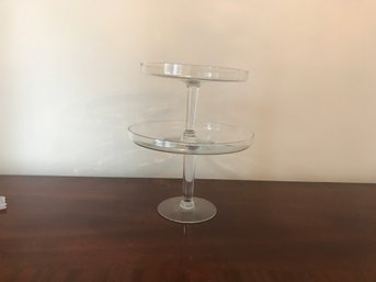 Two Glass Pedestal Cake Dessert Stands