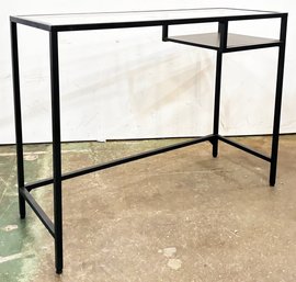 A Modern Metal Glass Top Console / Desk