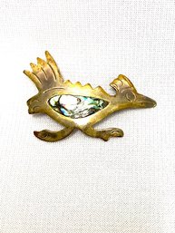 Vintage Alpacha Mexico Sterling Silver & Abalone Road Runner Brooch