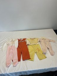 Lot Of 4 Vintage Baby Girl Rompers