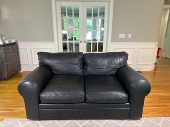 Maurice Villency Black Leather Love Seat , $2500 Purchase
